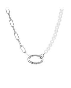 iXXXi Collier Square Chain Pearl - N04602-Zilverkleur