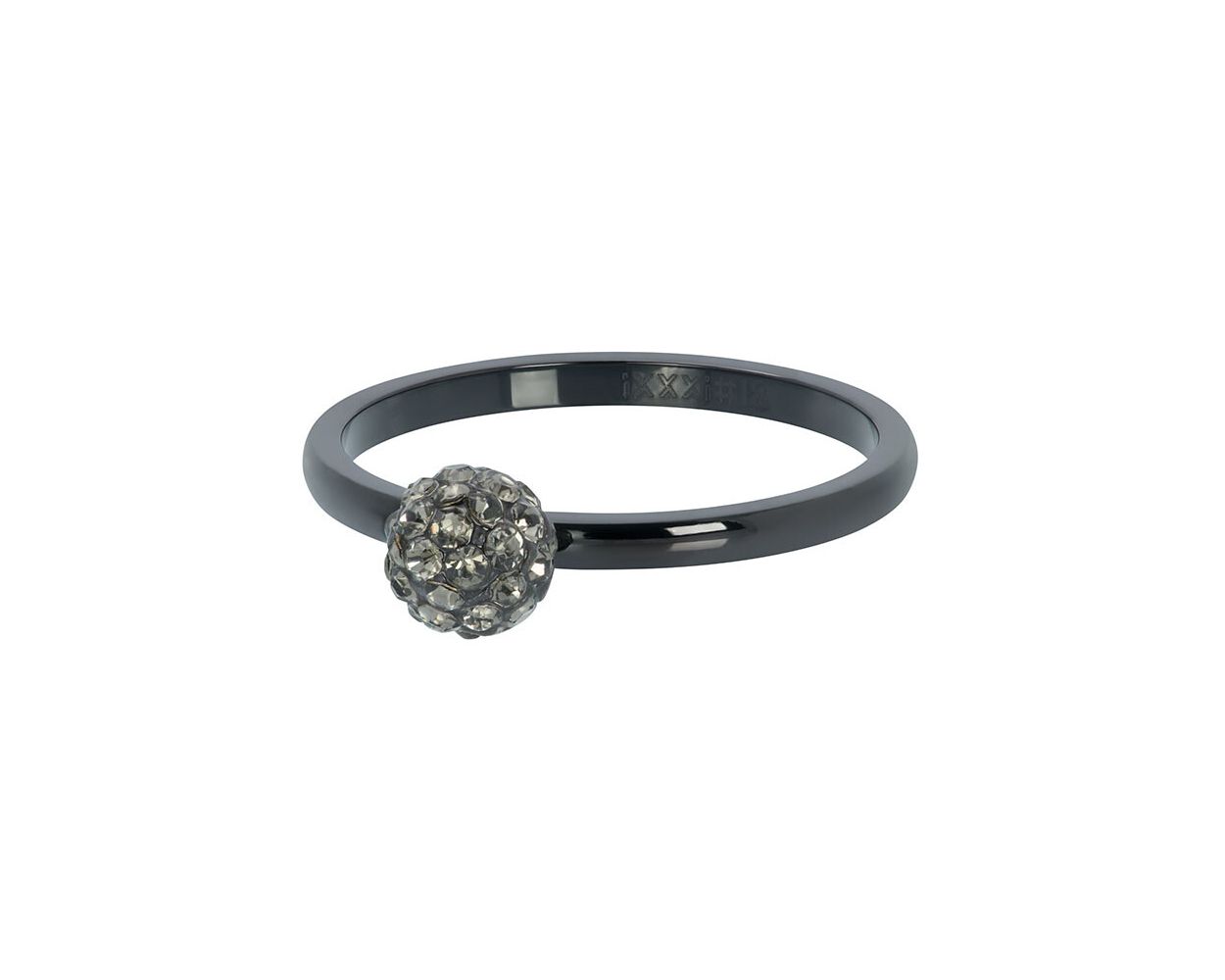 ixxxi ring 1 ball fill clear crystals black R4204-5